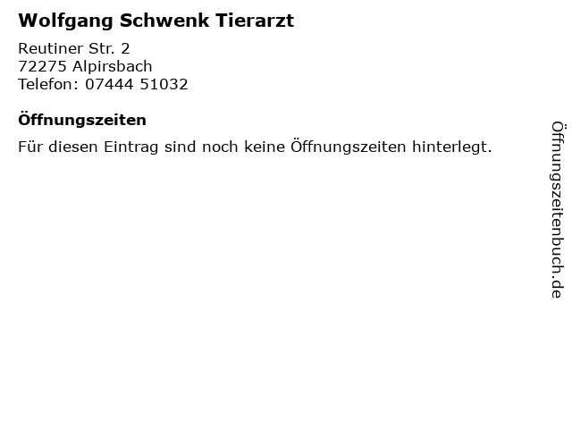 Wolfgang Schwenk Tierarzt