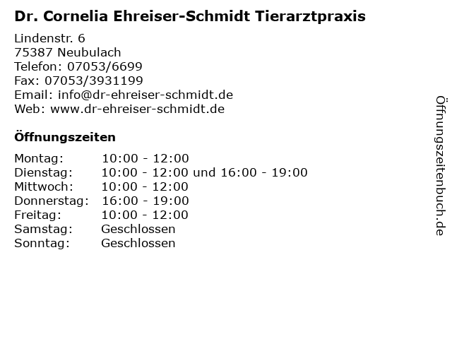 Dr. med. vet. Cornelia Ehreiser-Schmidt Tierärztin