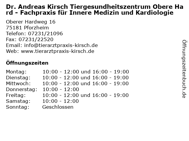Tierarzt-Praxis Dr. Andreas Kirsch Tiergesundheitszentrum Obere Hard