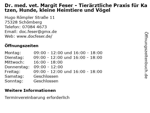 Dr.med.vet. Margit Feser Tierarztpraxis