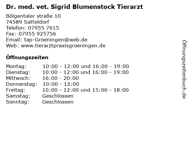 Dr.med.vet. Sigrid Blumenstock Tierarzt