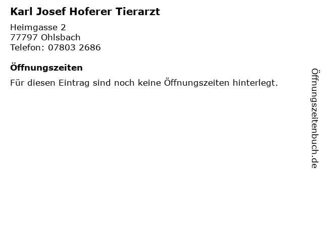 Dr.med.vet. Karl Josef Hoferer Tierarzt