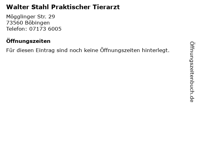 Dr.med.vet. Walter Stahl Tierarzt