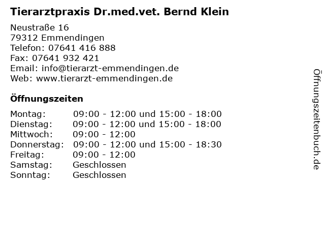 Dr.med.vet. Bernd Klein Tierarzt