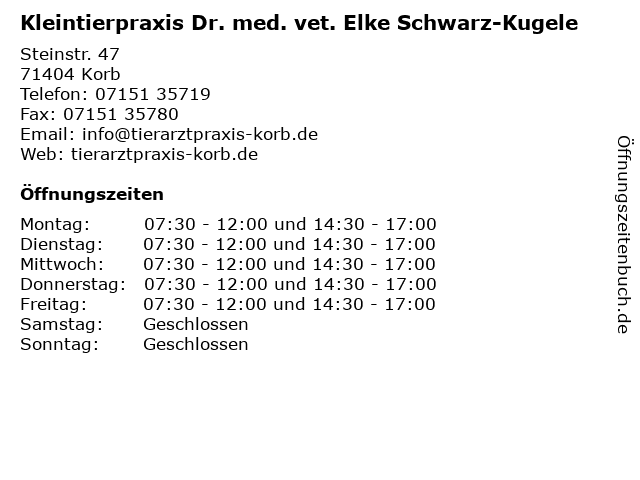Schwarz-Kugele Elke Dr.med.vet. Tierarztpraxis
