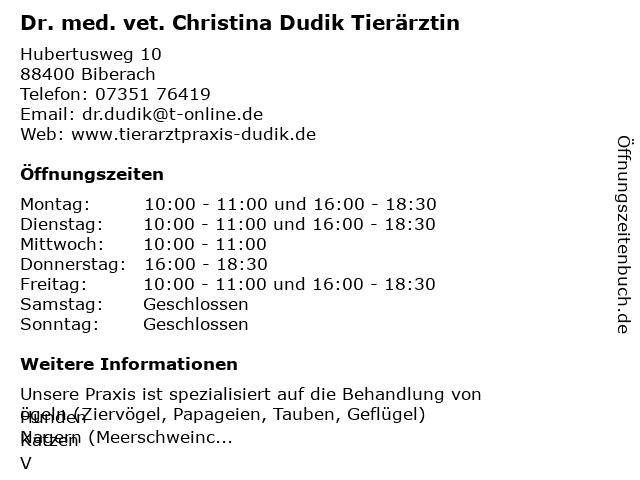 Dr. med. vet. Christina Dudik Tierärztin