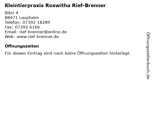 Dr med vet Roswitha Rief Brenner , Laupheim