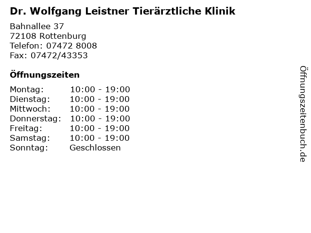 Dr. Wolfgang Leistner Tierärztliche Klinik