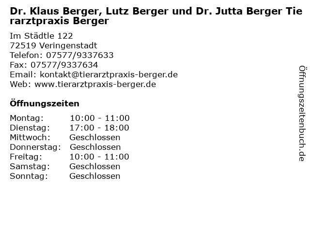 Berger Klaus Lutz Jutta