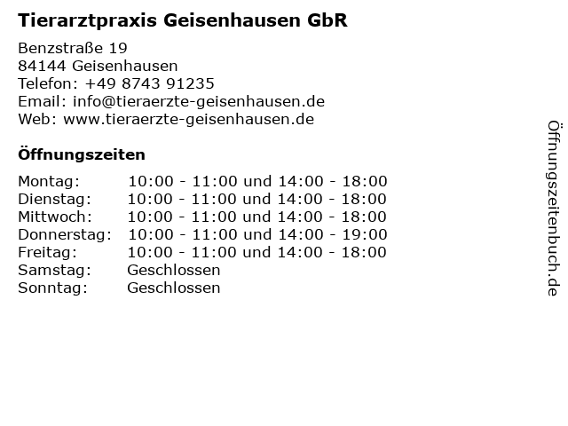 Tierarztpraxis Geisenhausen PartmbB