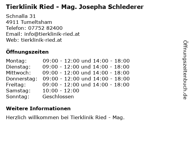 Tierklinik Ried - Mag. Josepha Schlederer