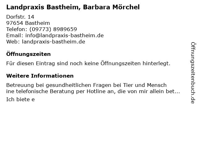 Landpraxis Bastheim, Barbara Mörchel