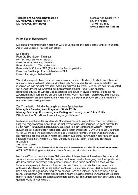 Tierarzt Freising Dr. Heller & Dr. Steyer